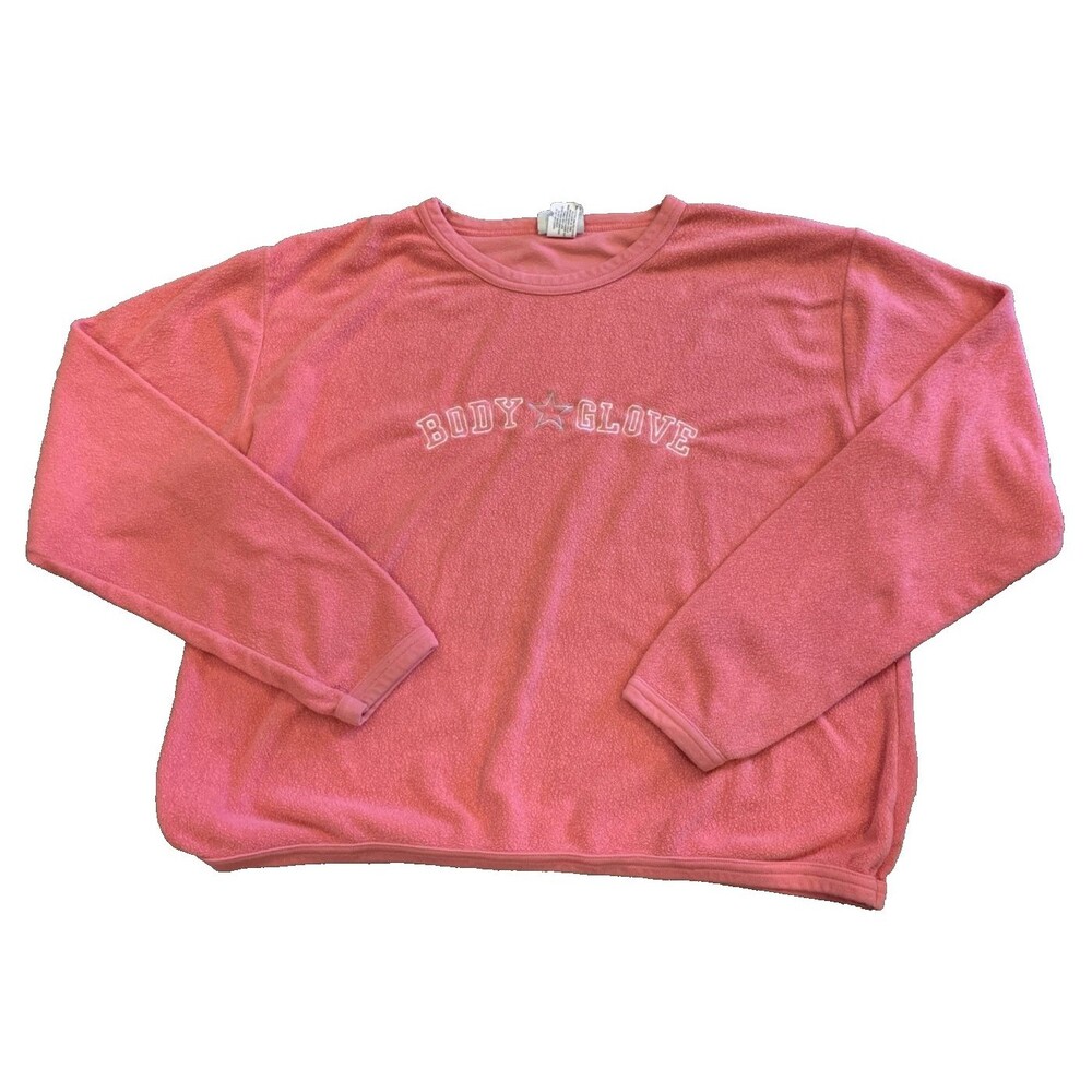 Vintage Body Glove Pink Surf Women's Size Large Beach Fleece Sweatshirt Retro